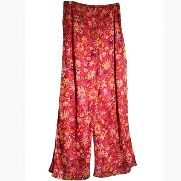 Lulus Flower Fun Red Multi-Floral Print Palazzo Pants Size S EUC - Picture 3 of 12